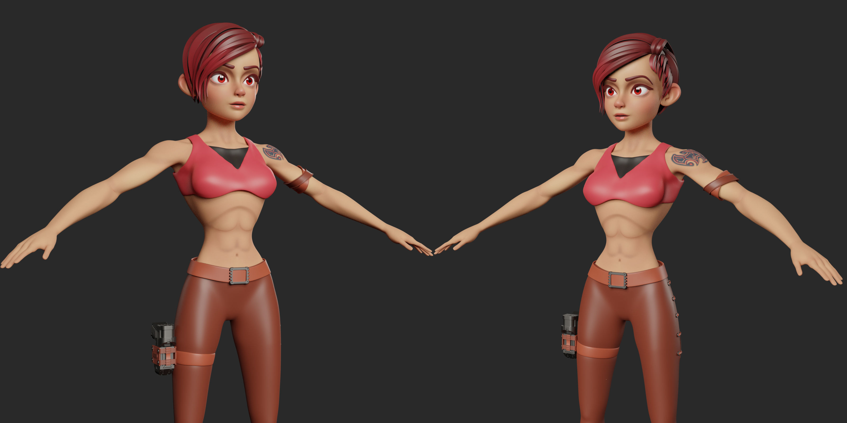 Stylized Character Girl - Rinna - Blender Cycles and Eevee 3D model_2