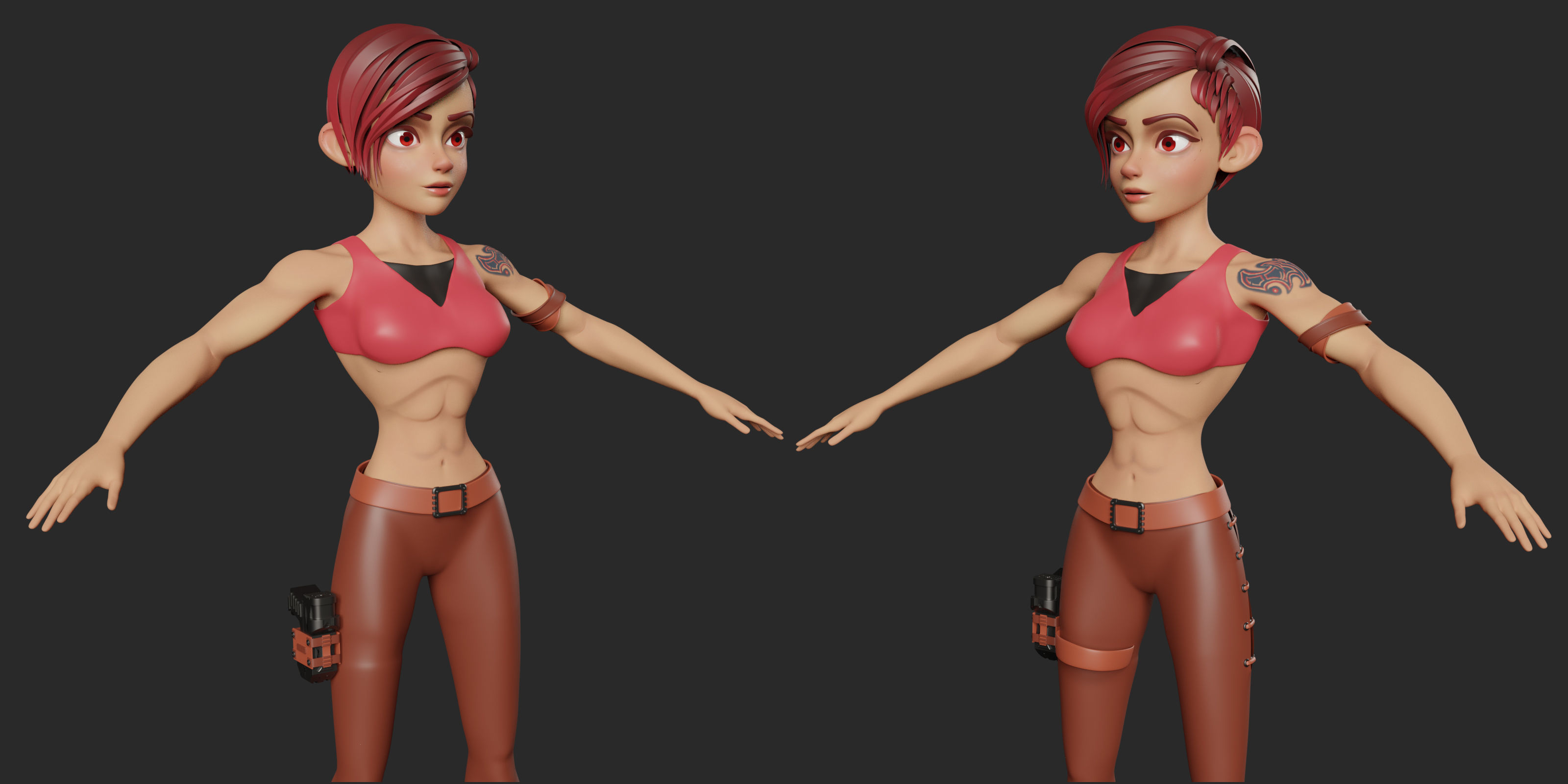 Stylized Character Girl - Rinna - Blender Cycles and Eevee 3D model_3