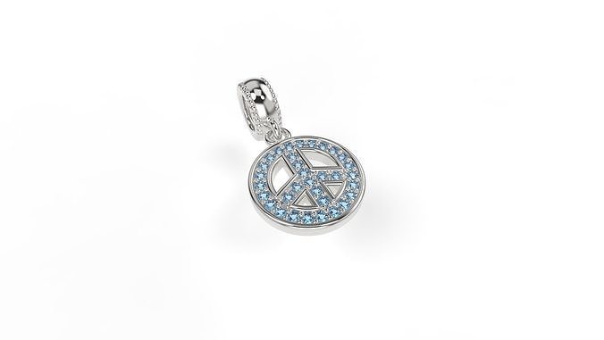 Peace and love charm with gems 3D print model