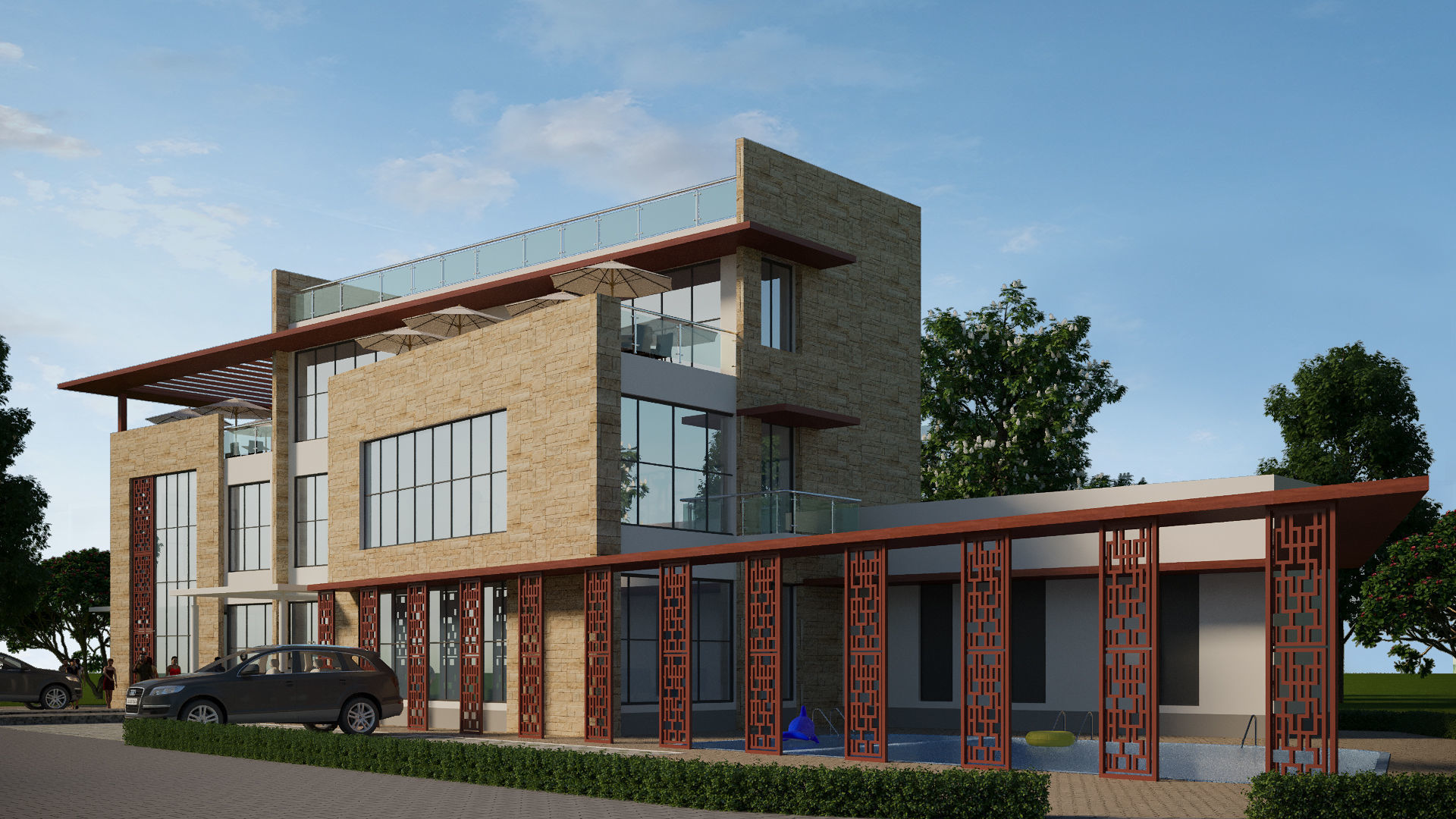 Modern Clubhouse 3d model 3D model_1