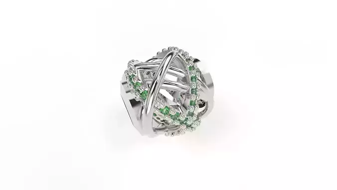 Rounded Intertwined Charm with gems 3D print model