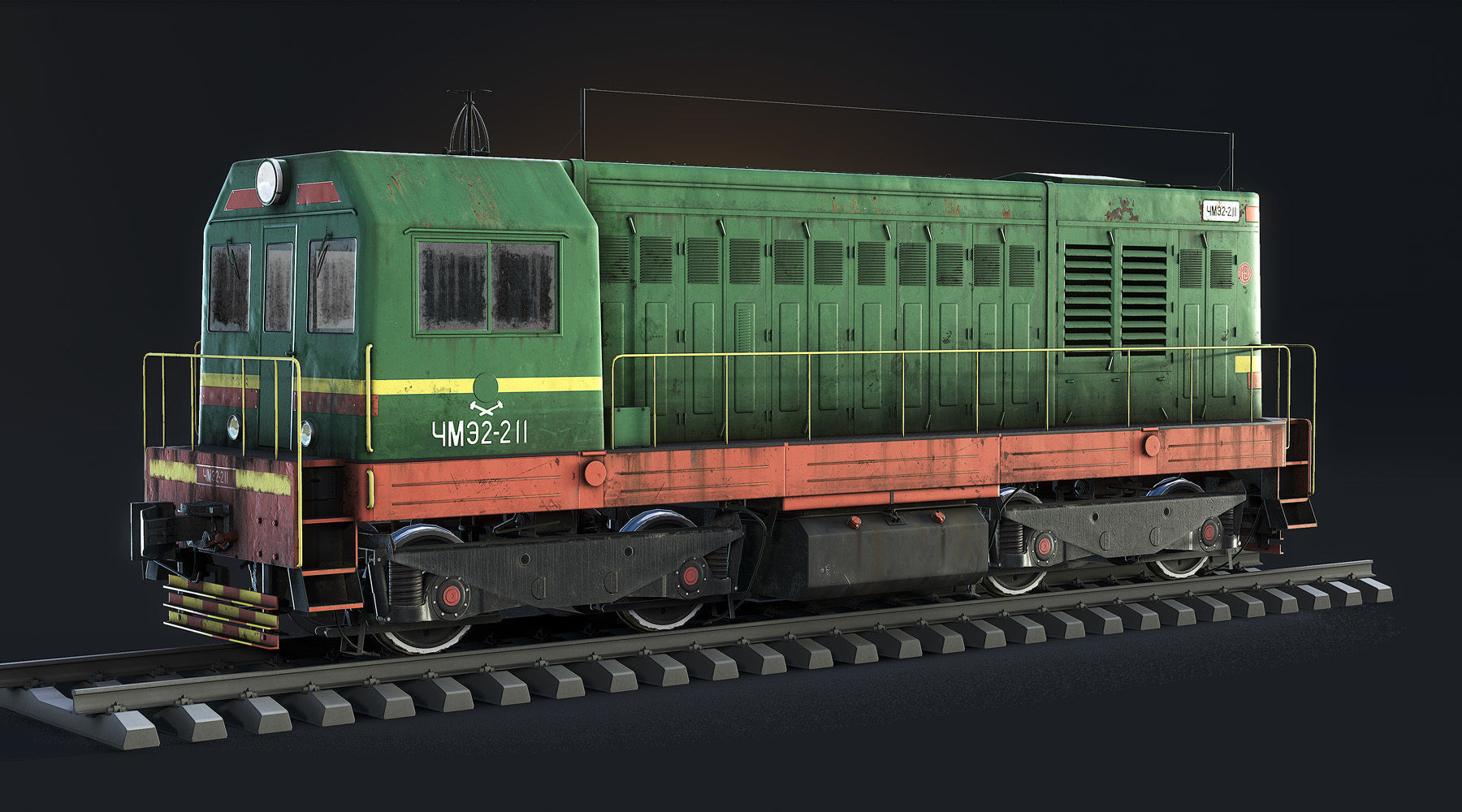 ChME2 Diesel Locomotive Low-poly 3D model_6