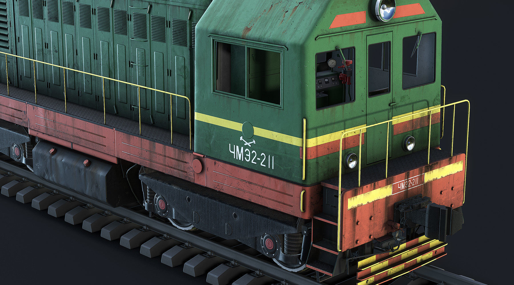 ChME2 Diesel Locomotive Low-poly 3D model_4