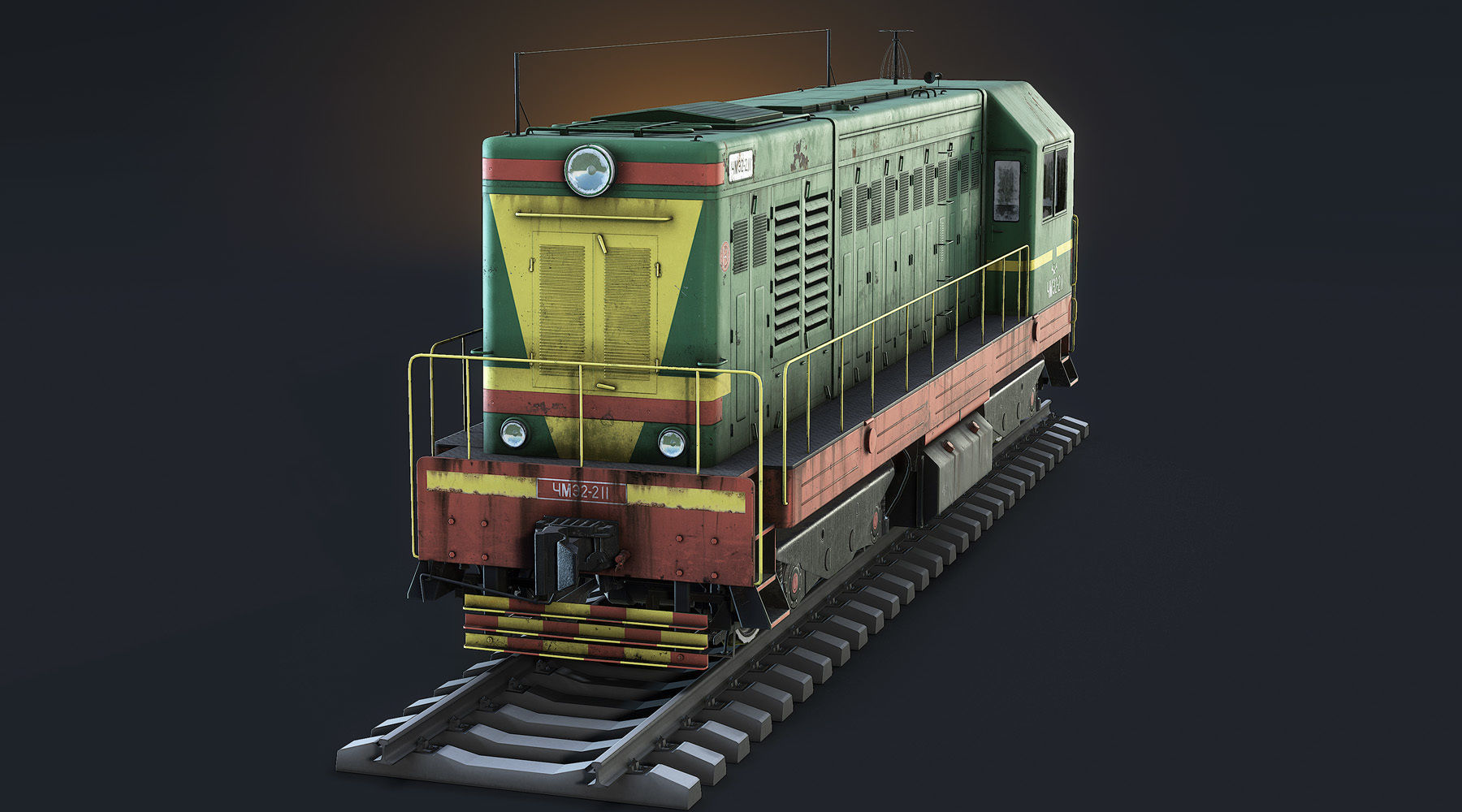 ChME2 Diesel Locomotive Low-poly 3D model_2