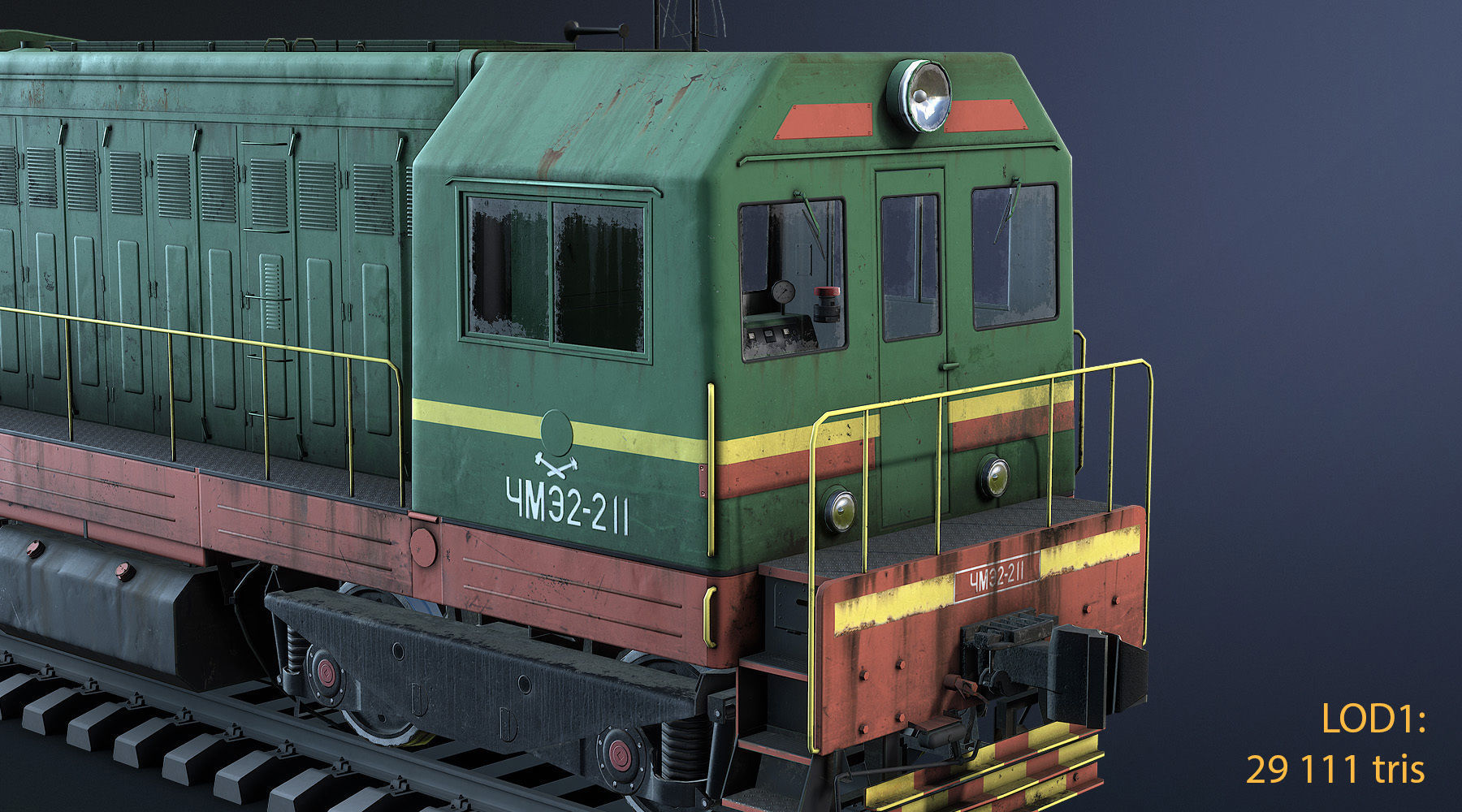 ChME2 Diesel Locomotive Low-poly 3D model_18
