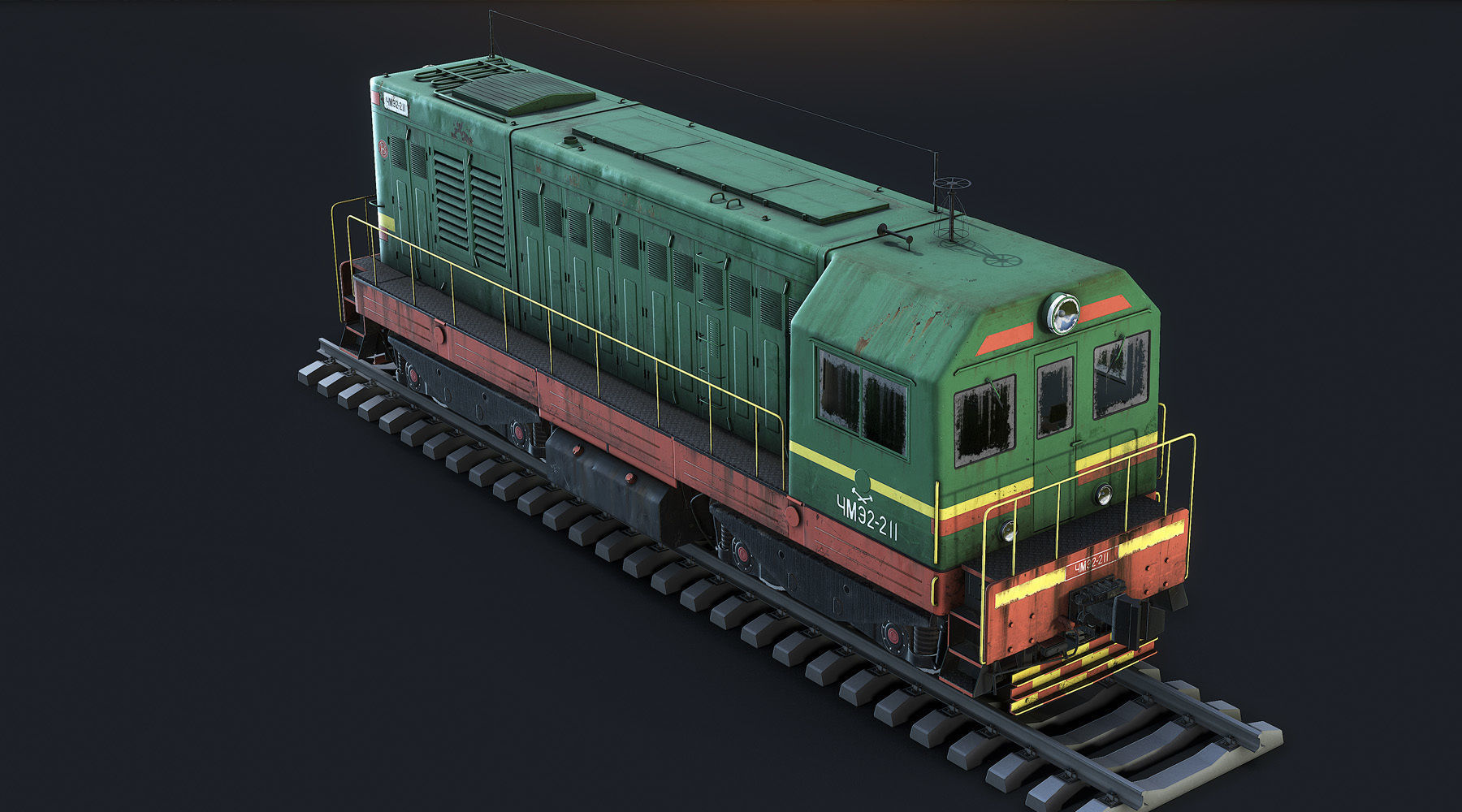 ChME2 Diesel Locomotive Low-poly 3D model_3