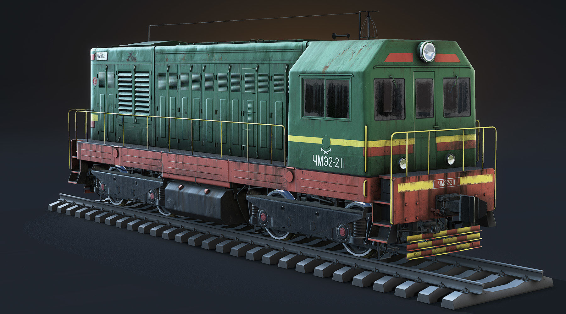 ChME2 Diesel Locomotive Low-poly 3D model_1