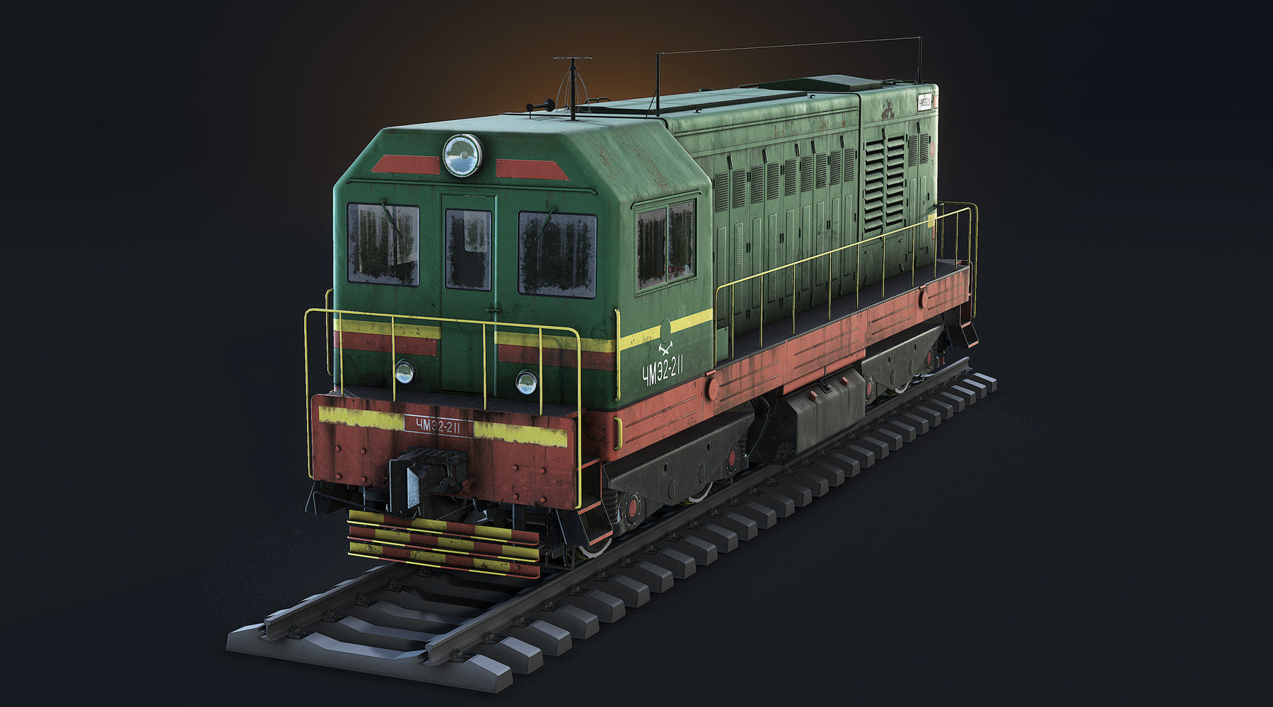 ChME2 Diesel Locomotive Low-poly 3D model_5