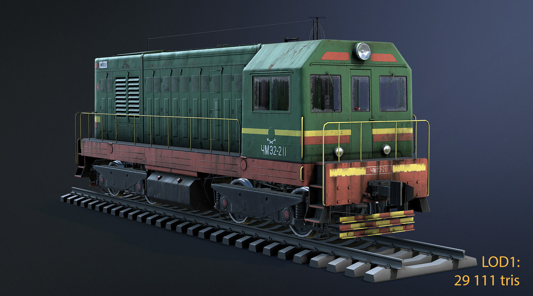 ChME2 Diesel Locomotive Low-poly 3D model_17