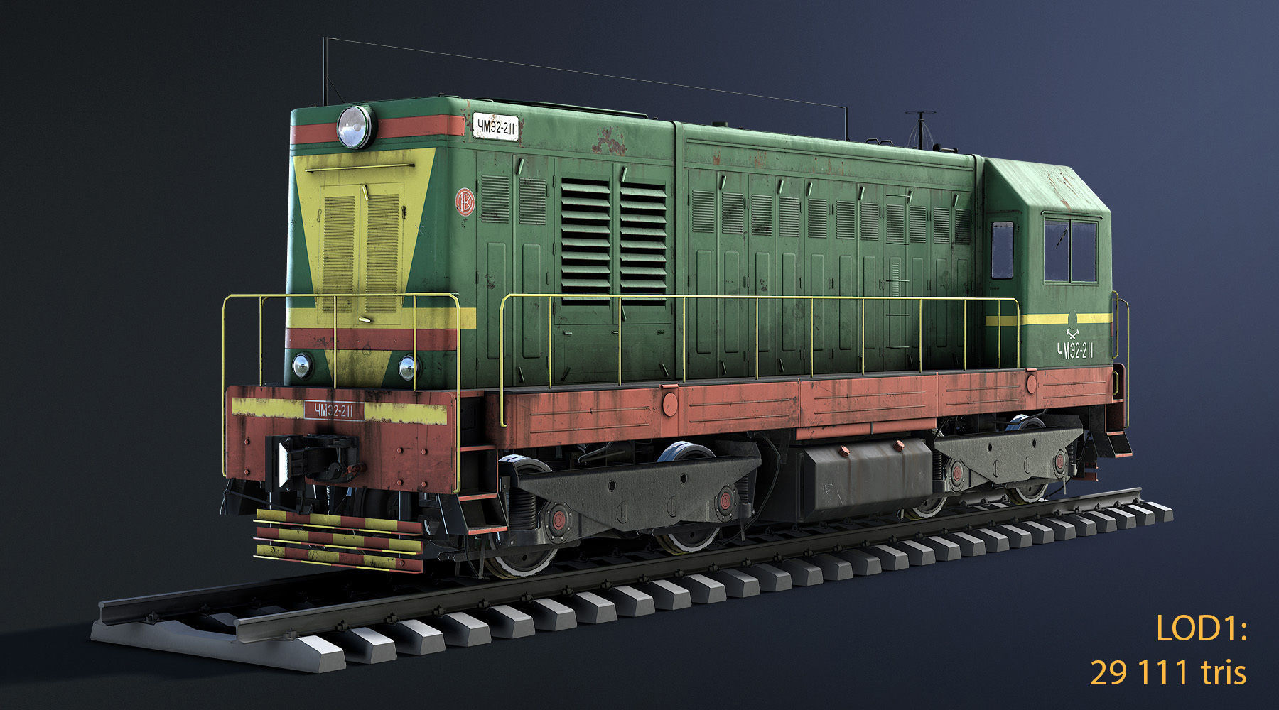 ChME2 Diesel Locomotive Low-poly 3D model_16