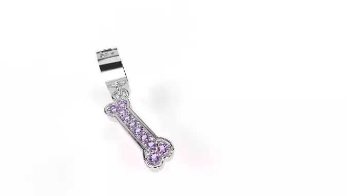 Love Dog Charm with Gems