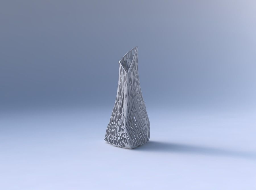 Vase grounded tilted triangle with twisted organic lattice an... 3D print model_4