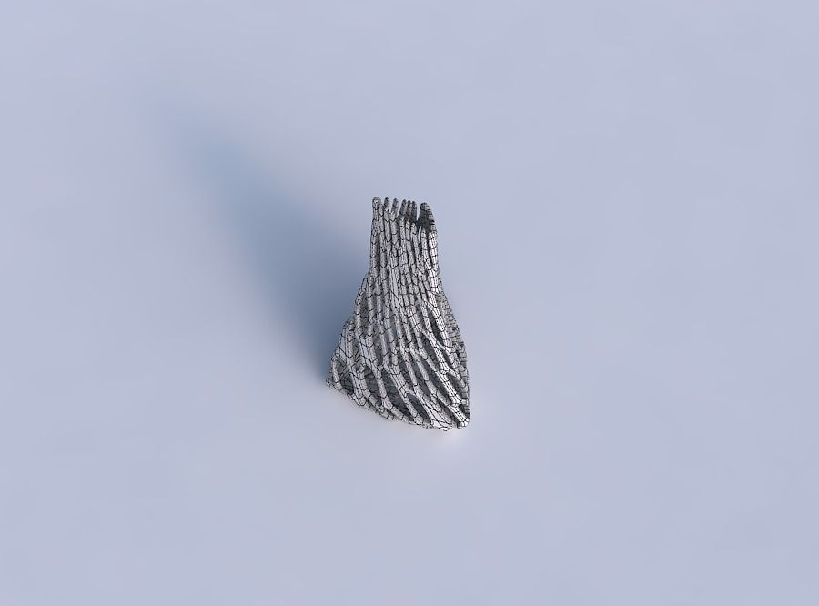 Vase grounded tilted triangle with cracked organic lattice 3D print model_6