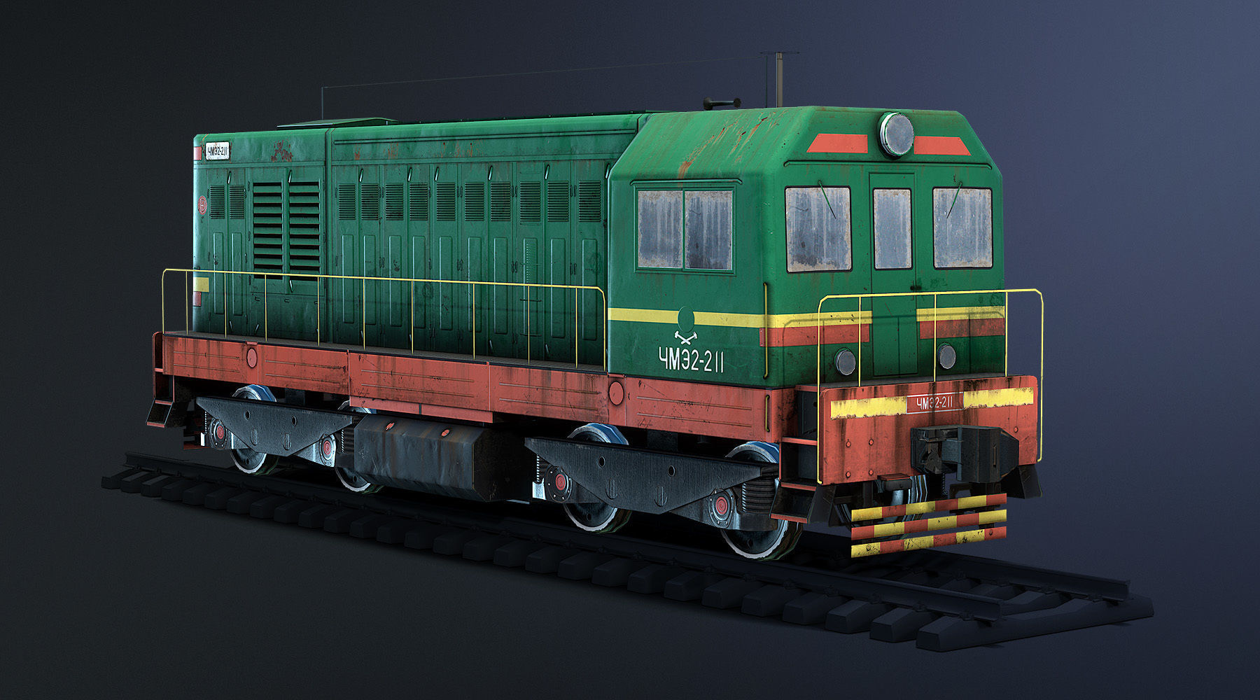 ChME2 Locomotive LOD2 Low-poly 3D model_1
