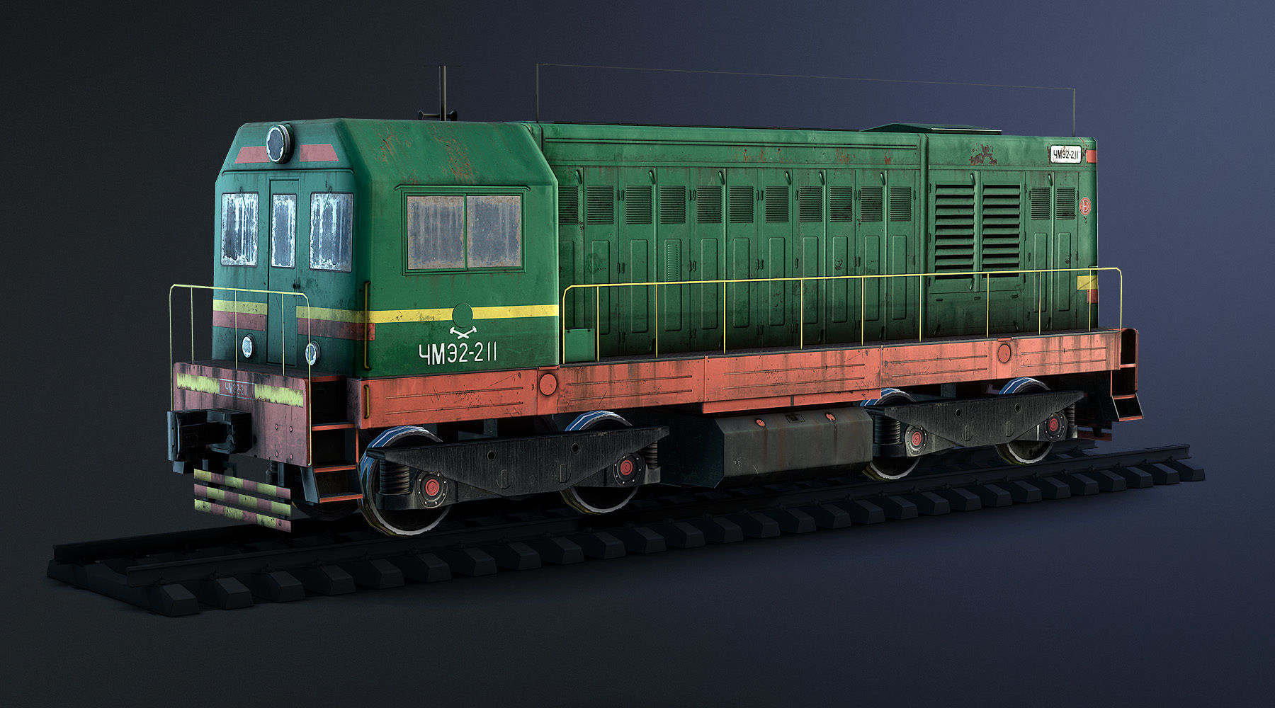 ChME2 Locomotive LOD2 Low-poly 3D model_4
