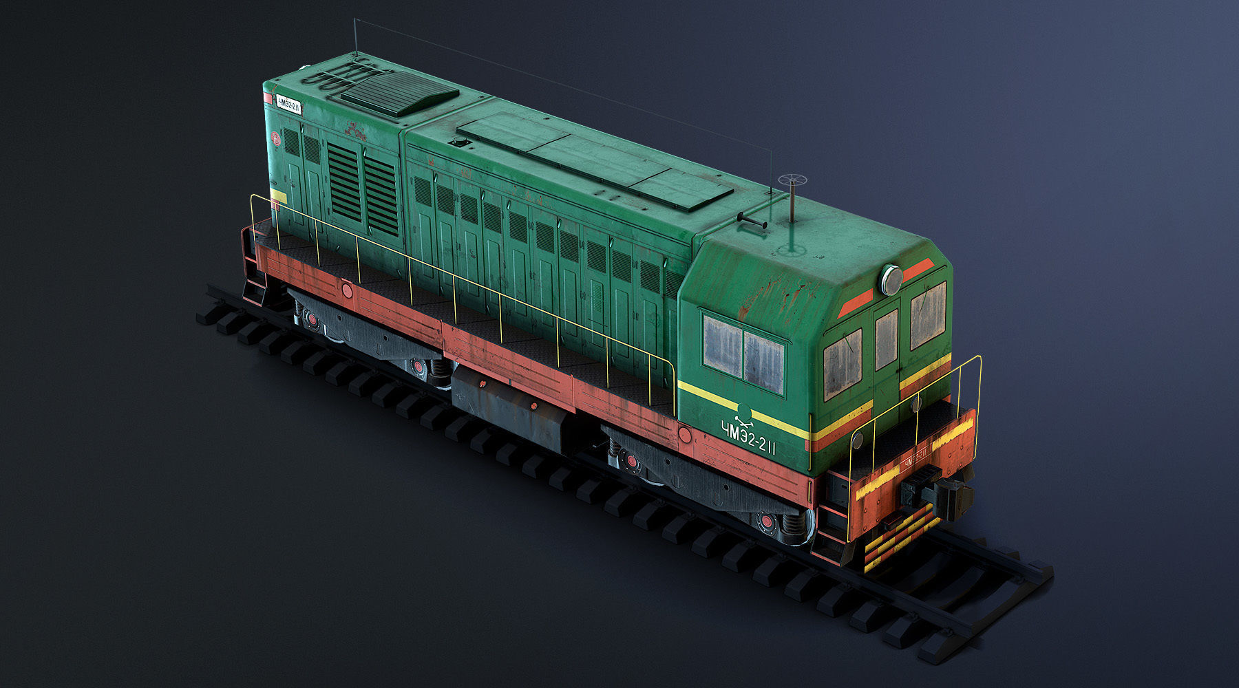 ChME2 Locomotive LOD2 Low-poly 3D model_3