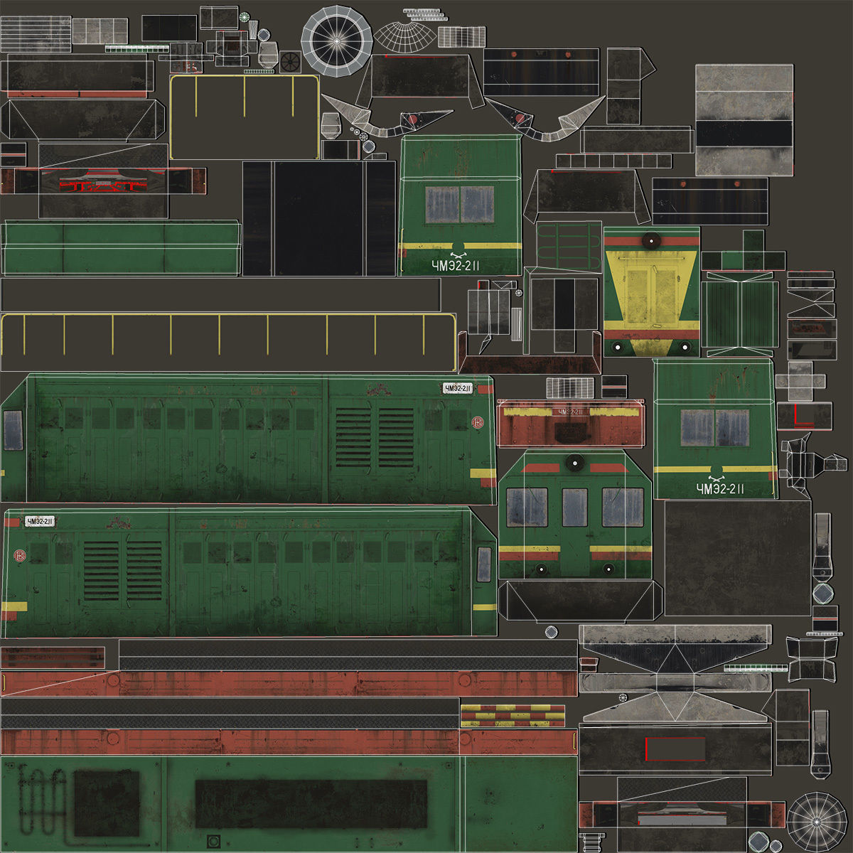 ChME2 Locomotive LOD2 Low-poly 3D model_8