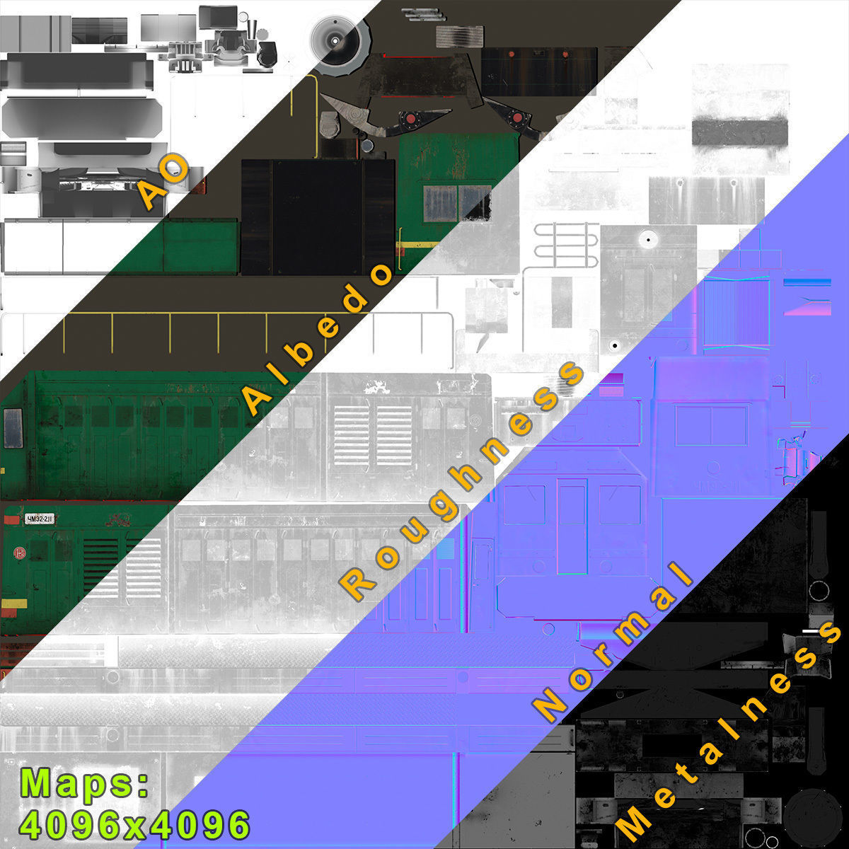 ChME2 Locomotive LOD2 Low-poly 3D model_7