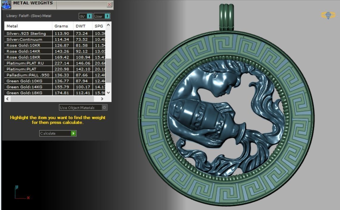 Aquarius pendant 3D print model_12