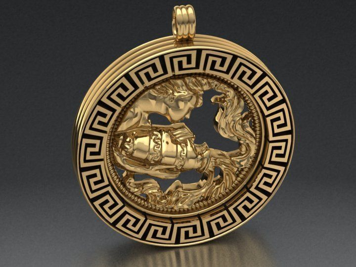 Aquarius pendant 3D print model_2