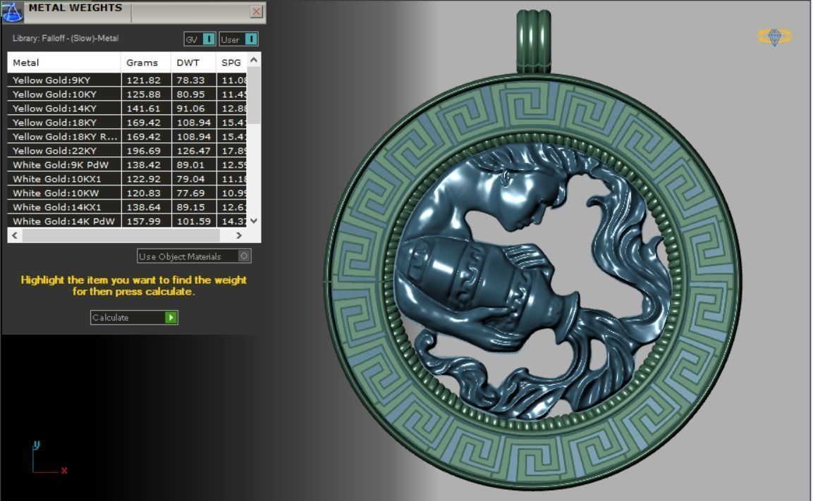Aquarius pendant 3D print model_11
