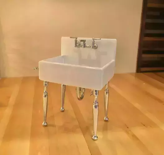 12th Scale Freestanding Vintage Single Sink for dollhouses