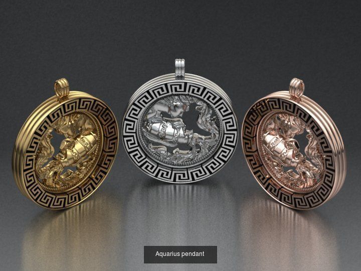 zodiac collection gold pendant with woman and man _11