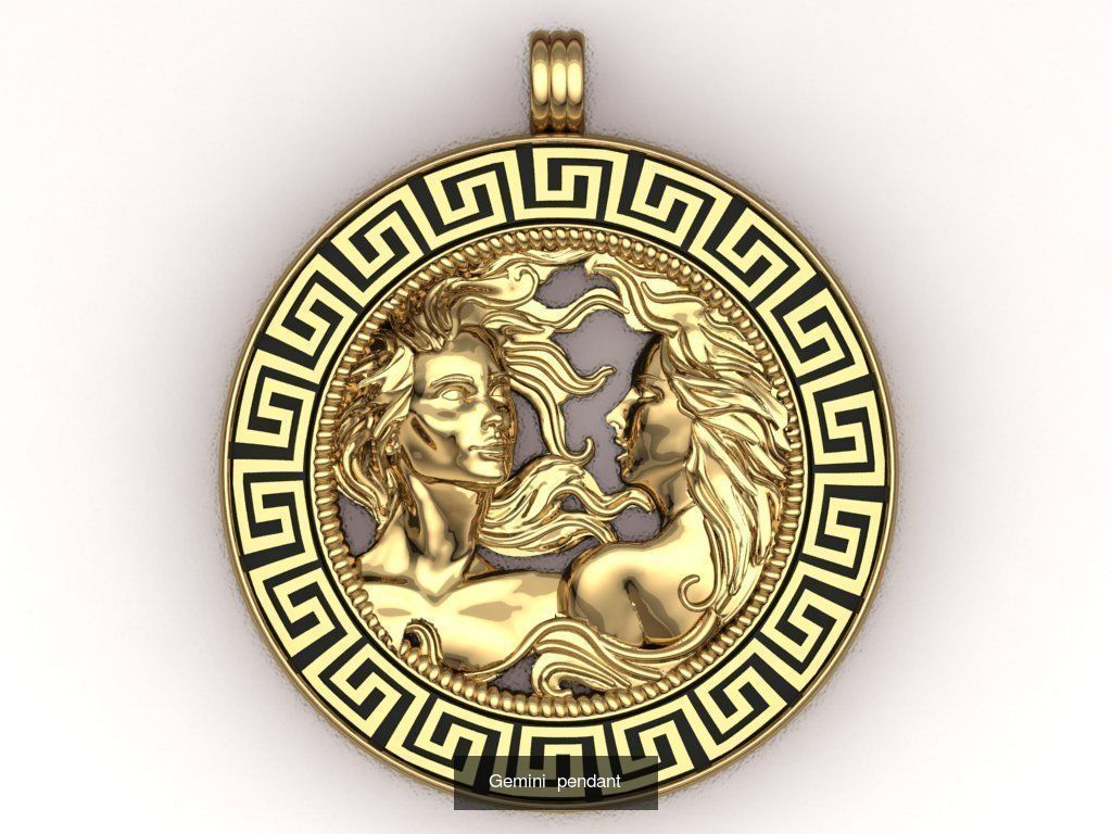 zodiac collection gold pendant with woman and man _4