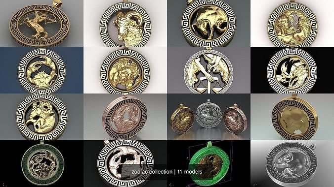 zodiac collection gold pendant with woman and man 