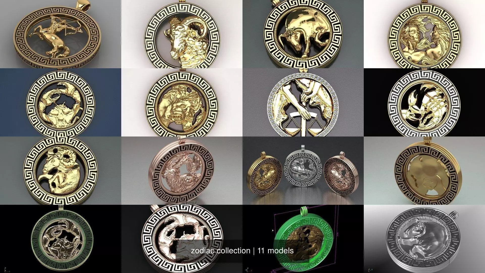 zodiac collection gold pendant with woman and man _0