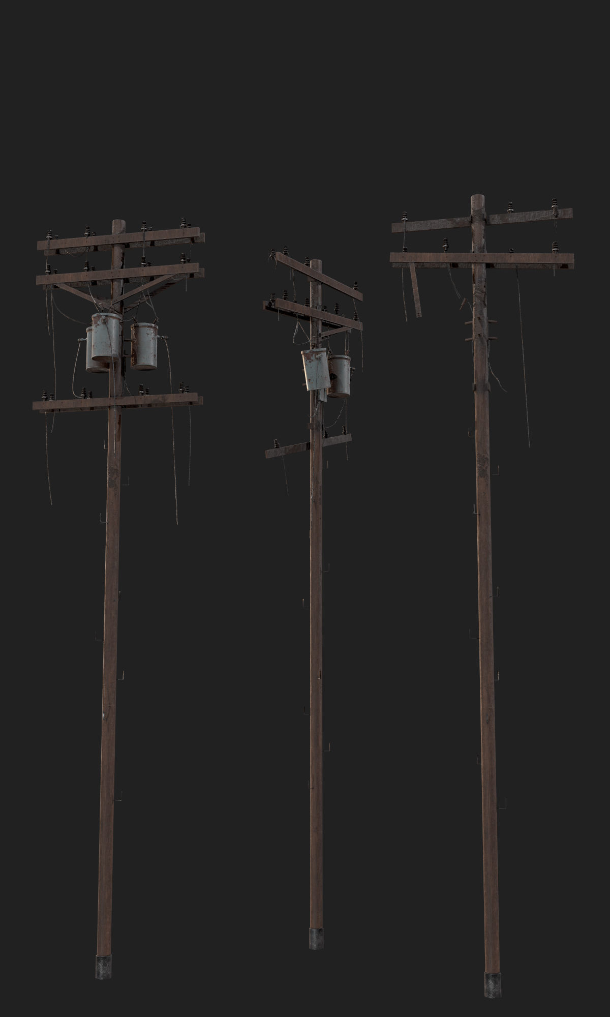 Power pole pack   Low-poly 3D model_3