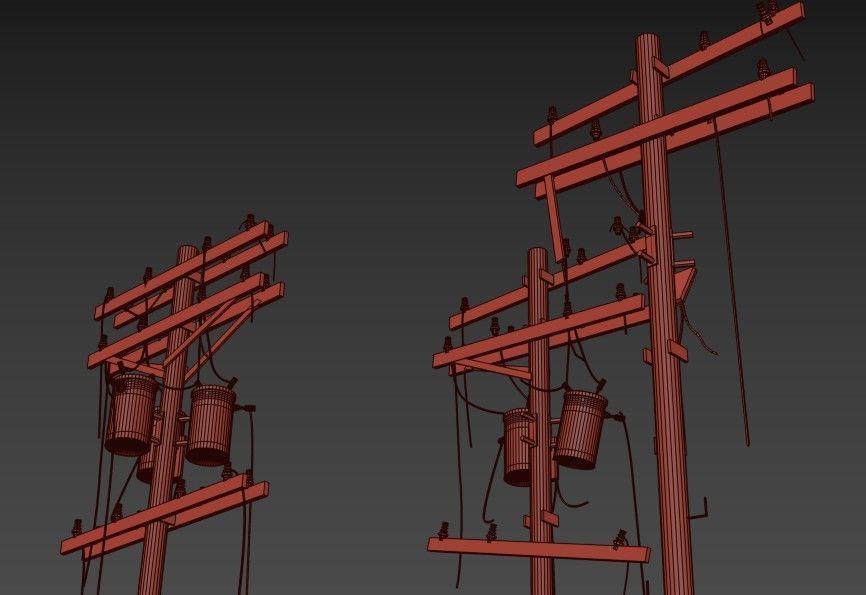 Power pole pack   Low-poly 3D model_9