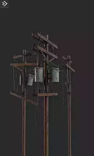 Power pole pack   Low-poly 3D model