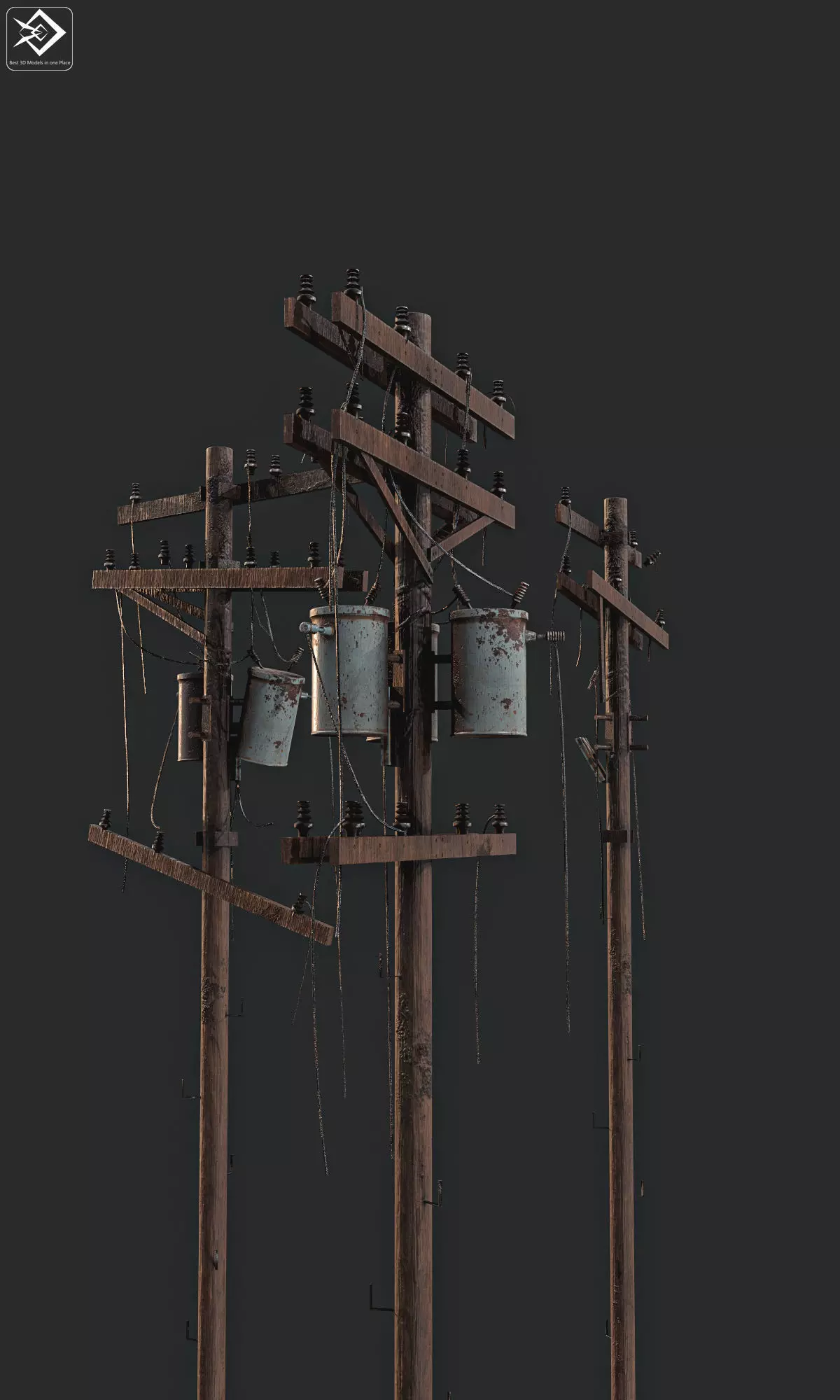 Power pole pack   Low-poly 3D model_0