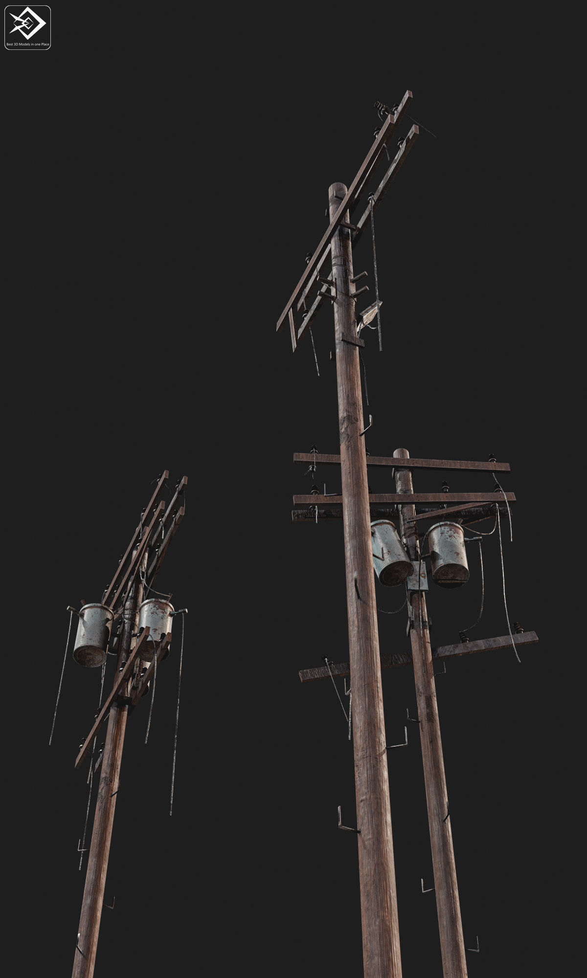 Power pole pack   Low-poly 3D model_2