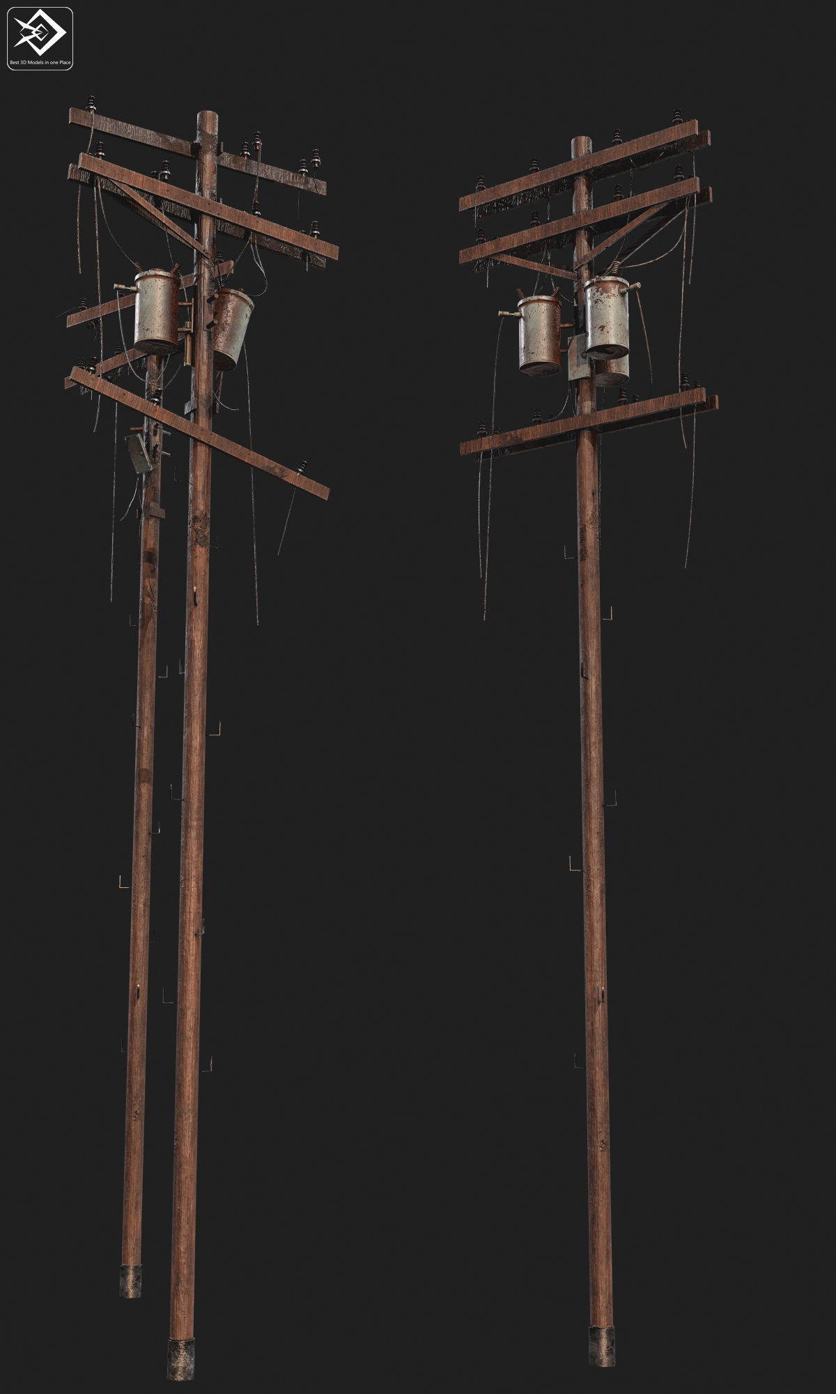 Power pole pack   Low-poly 3D model_5