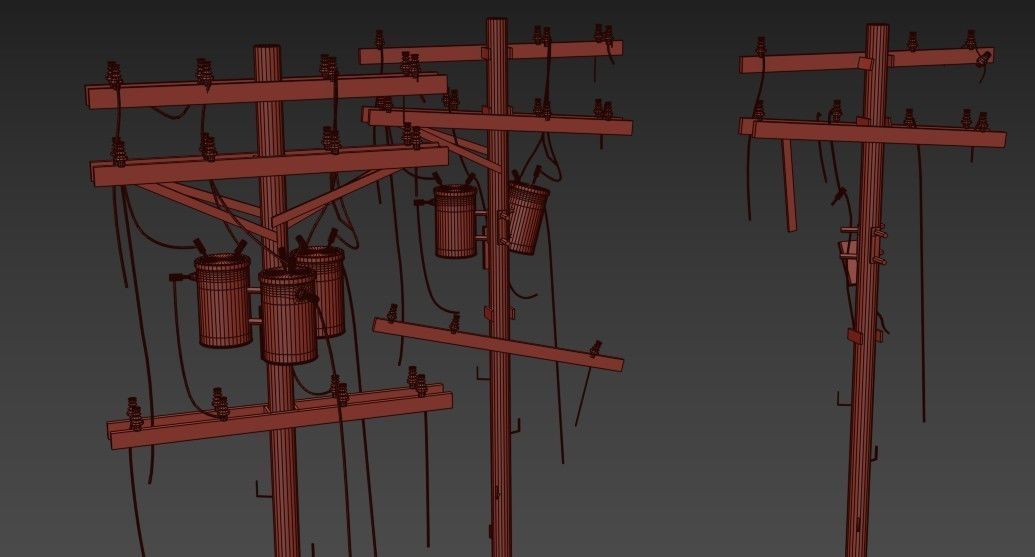Power pole pack   Low-poly 3D model_10