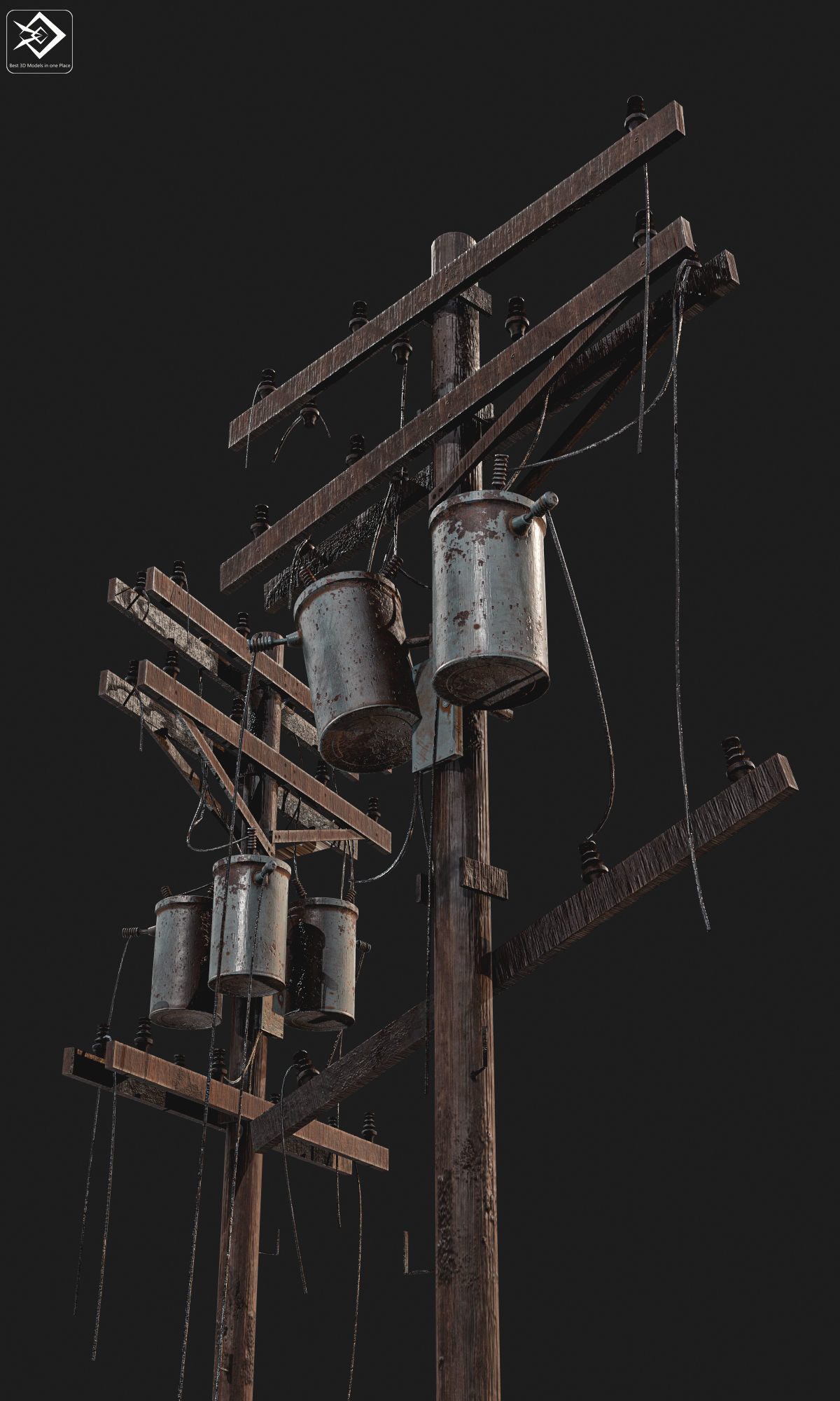 Power pole pack   Low-poly 3D model_1