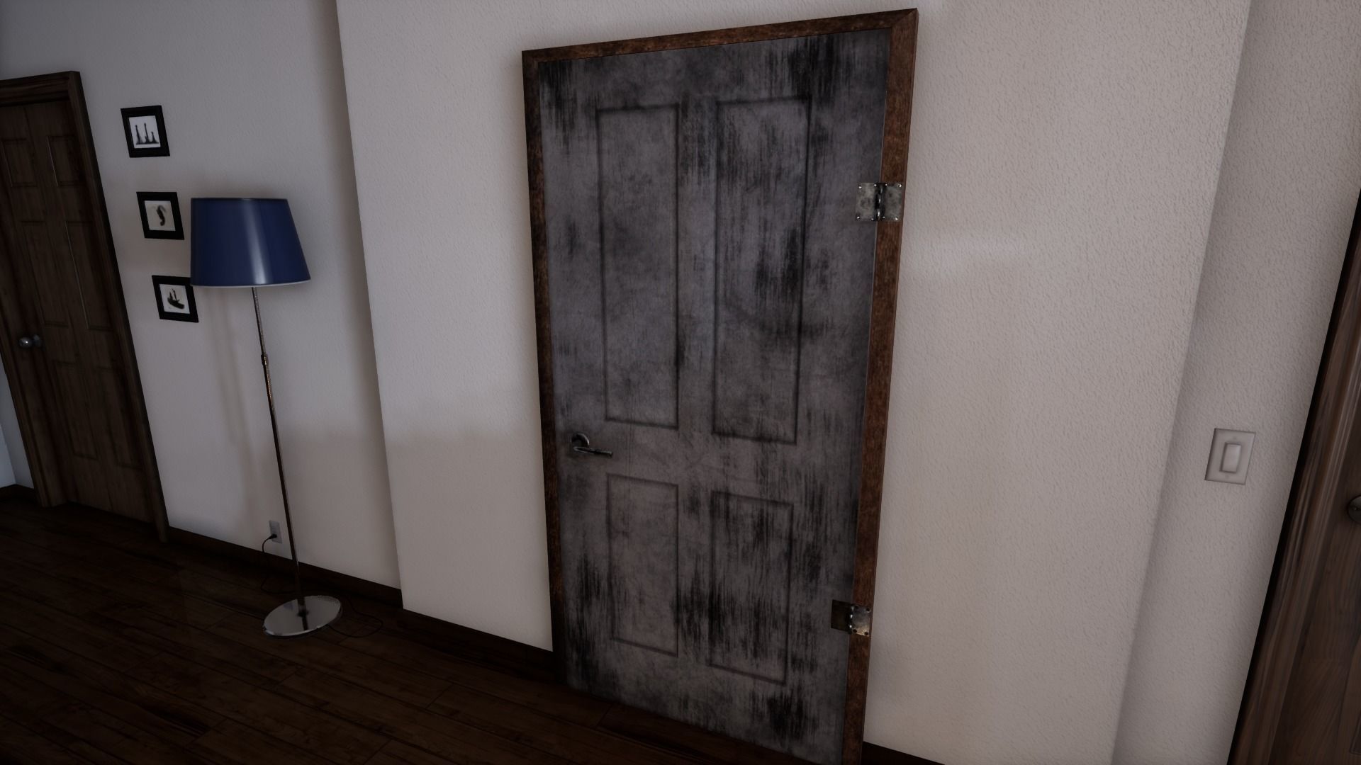 Old Wooden Door Low-poly 3D model_1