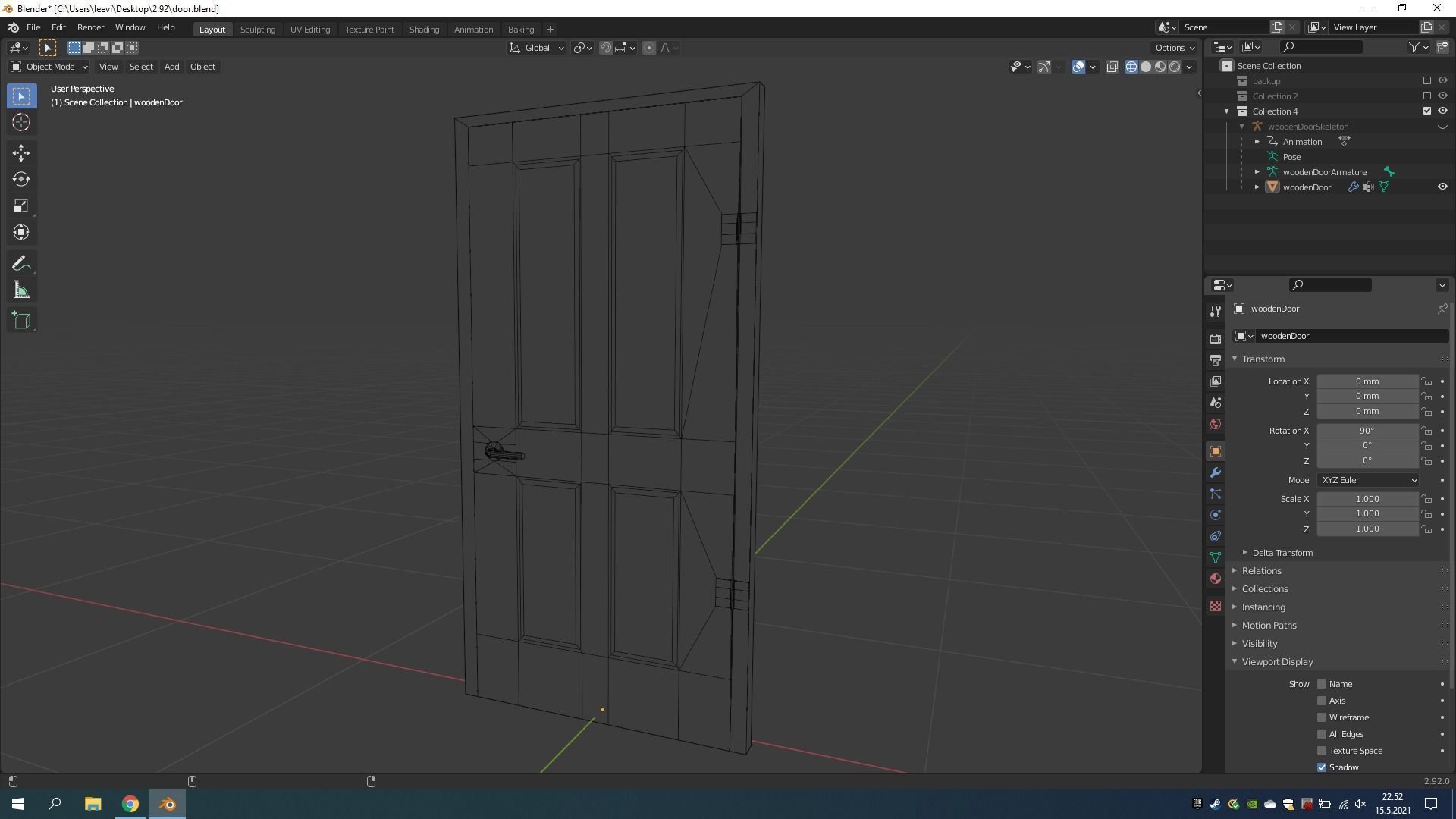 Old Wooden Door Low-poly 3D model_4