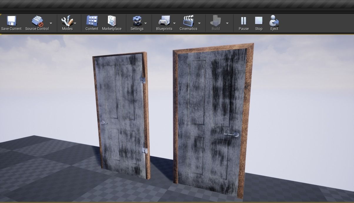 Old Wooden Door Low-poly 3D model_2