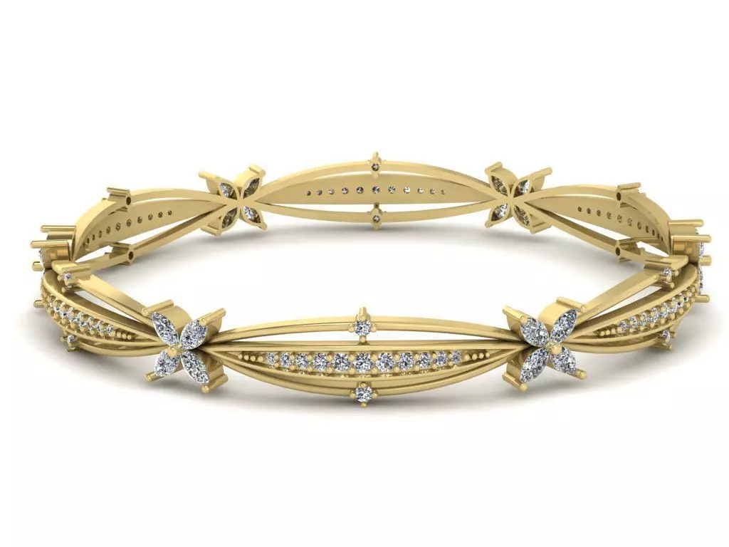Diamond Jewelry Bangle Bracelet 3D print model_0