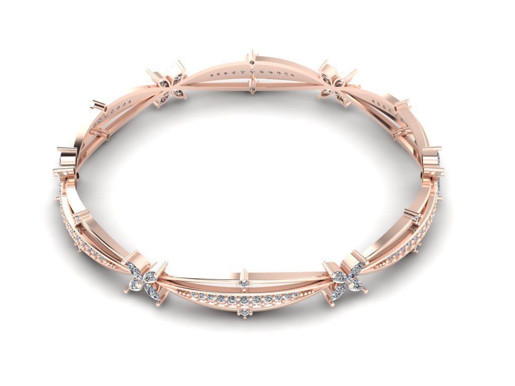 Diamond Jewelry Bangle Bracelet 3D print model_6