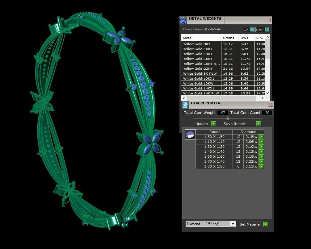 Diamond Jewelry Bangle Bracelet 3D print model_3