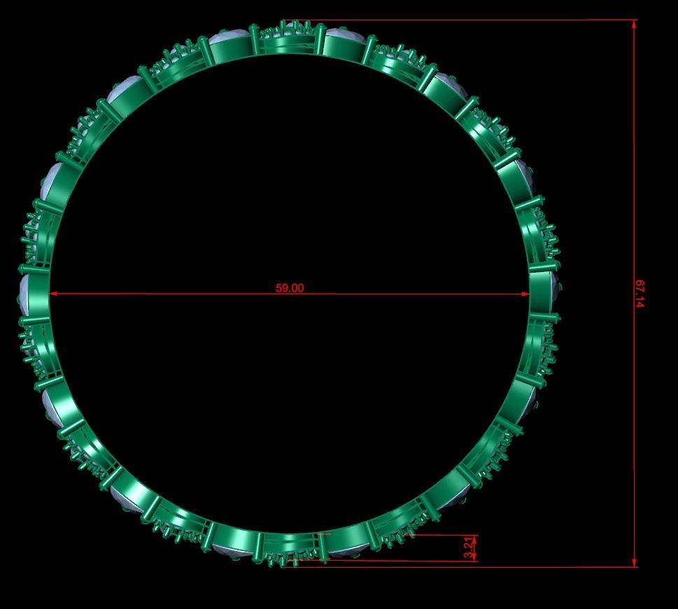 Diamond Jewelry Bangle Bracelet 3D print model_6