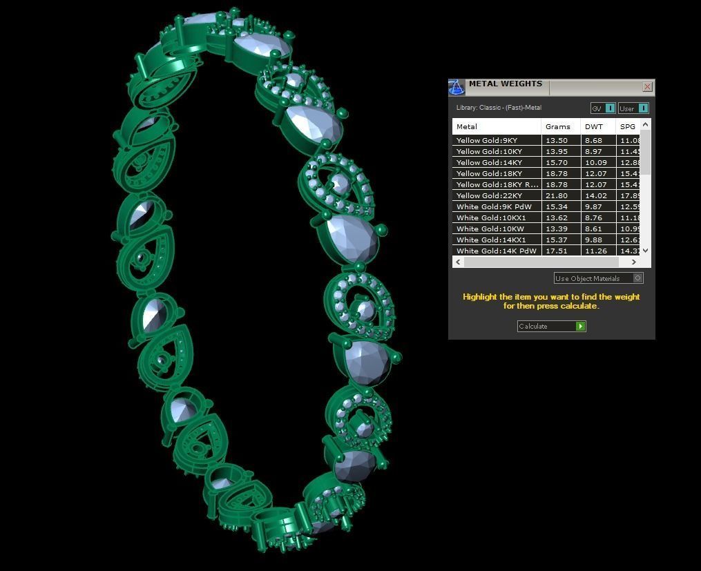 Diamond Jewelry Bangle Bracelet 3D print model_4