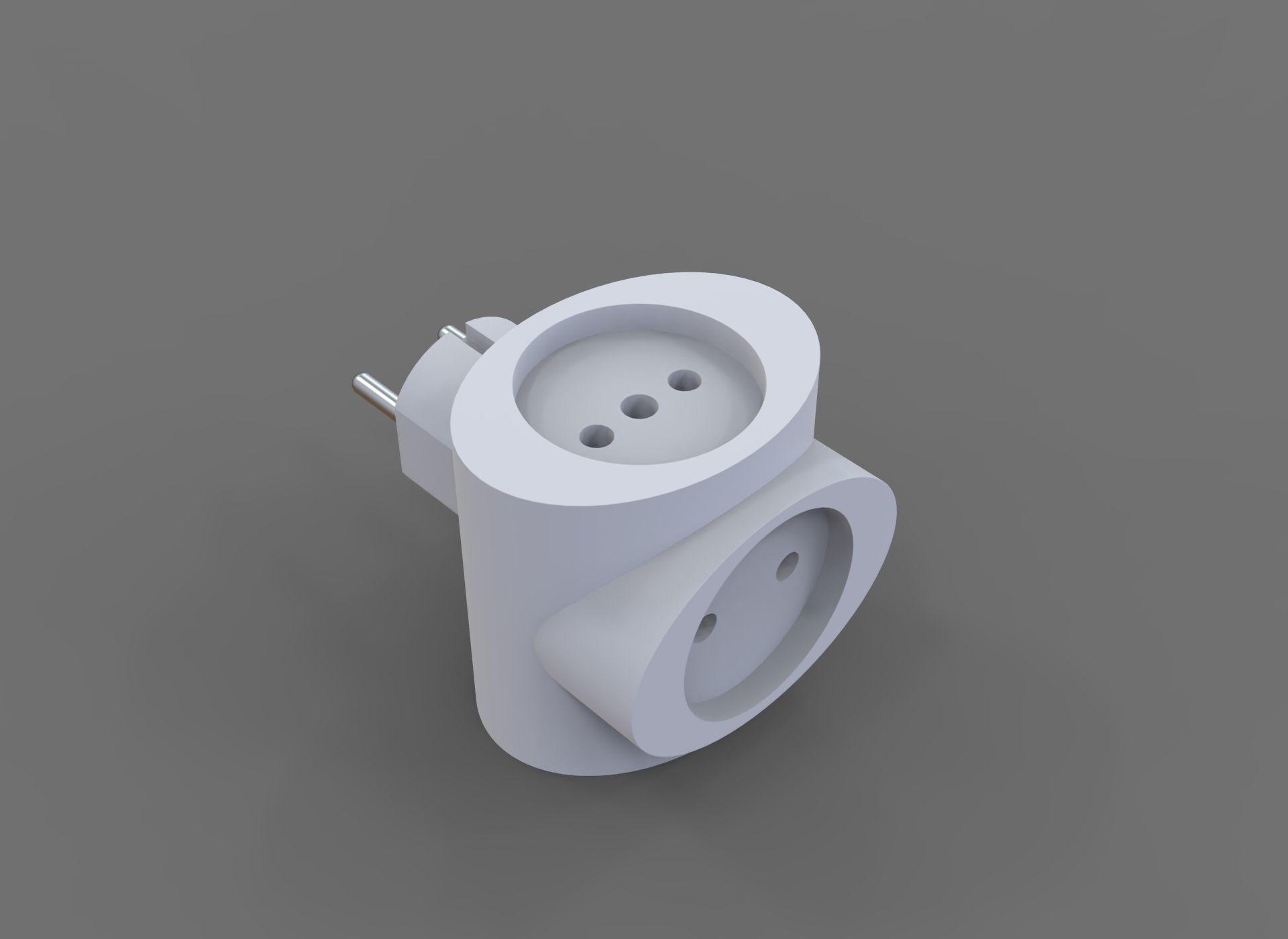 triple plug socket adapter 3D model_2