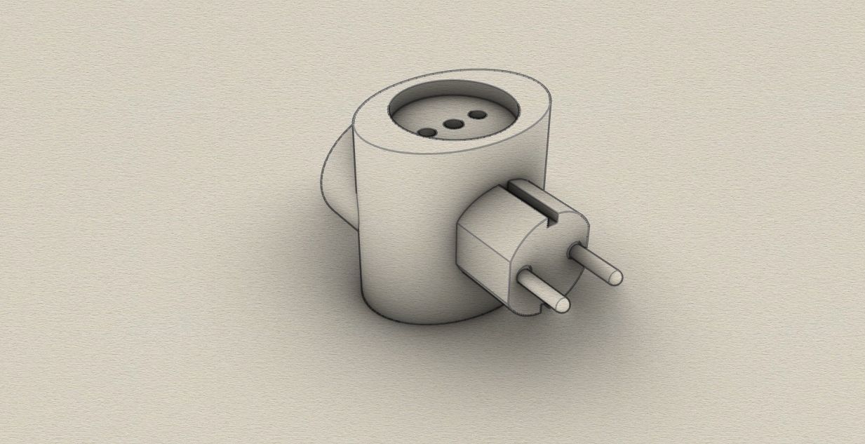 triple plug socket adapter 3D model_1