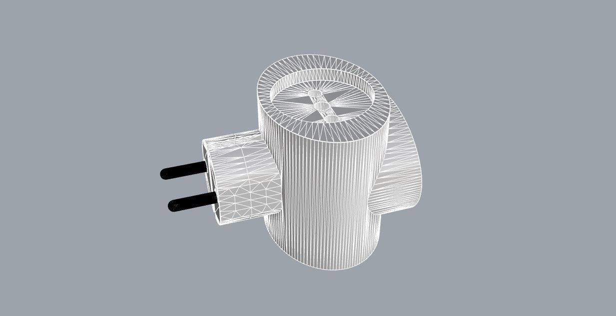 triple plug socket adapter 3D model_12