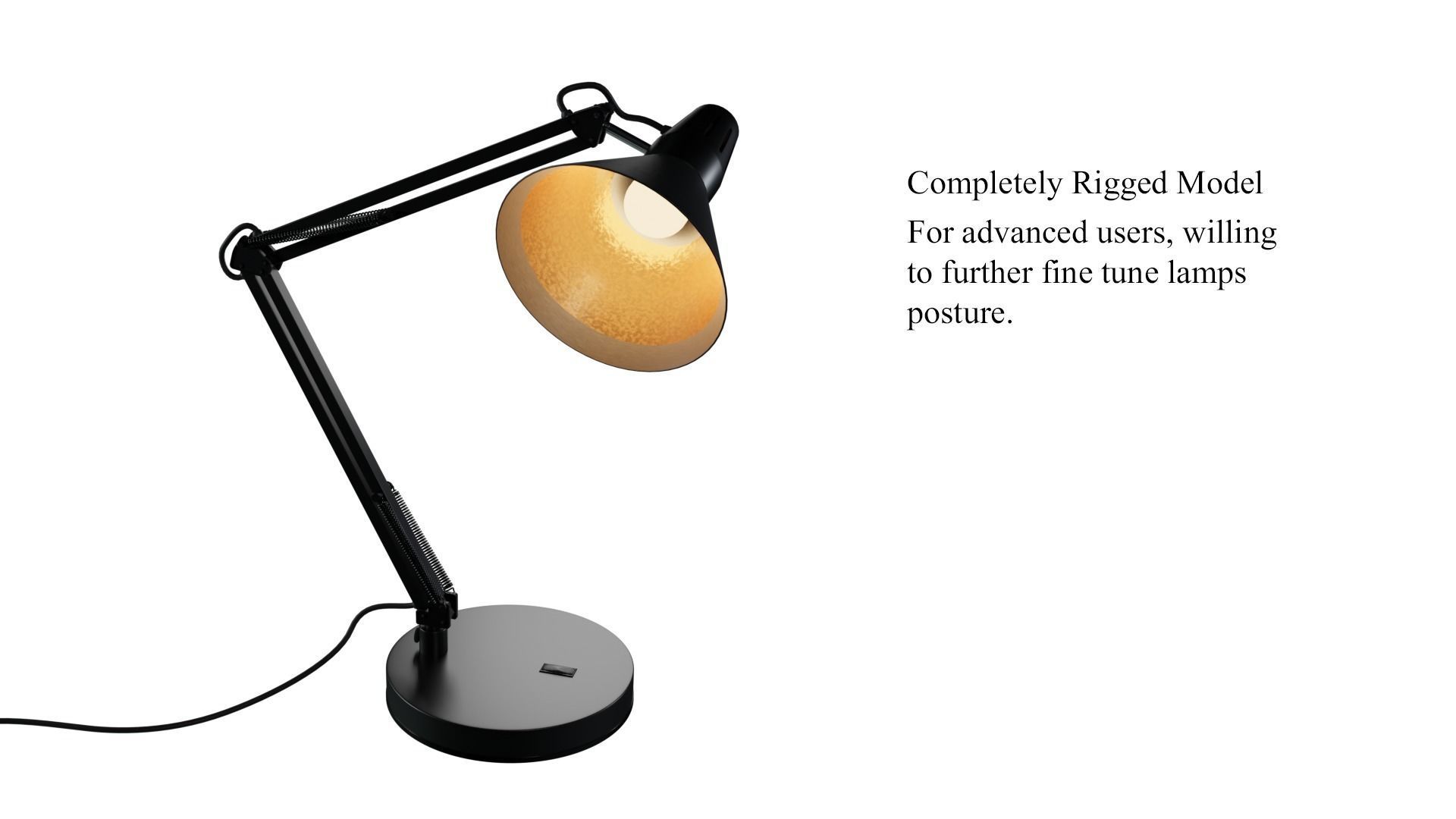 Highly Detailed Industrial Table Lamp With Rig 3D model_2